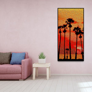 Beautiful Palm Tree at Sunset Canvas Wall Painting