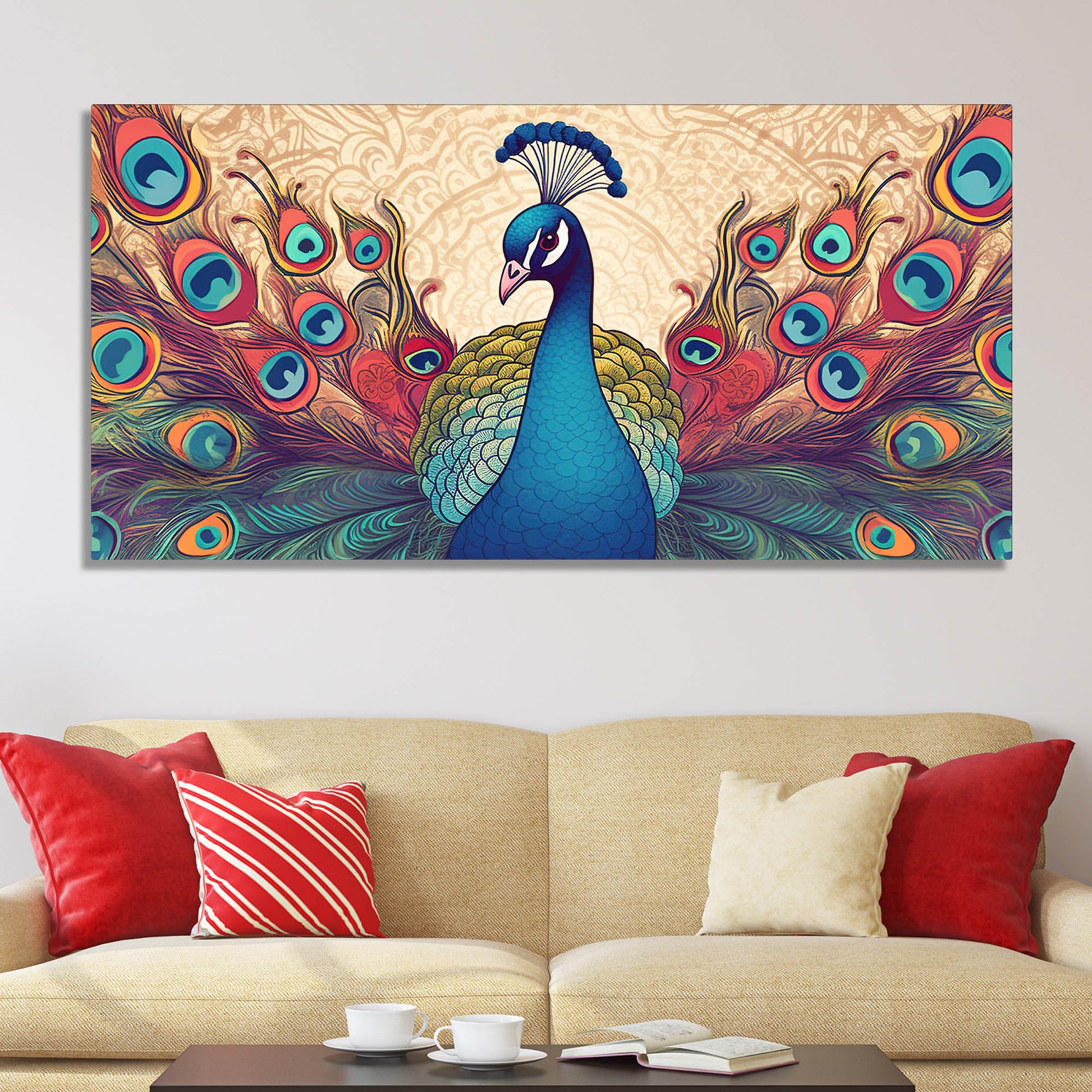 Beautiful Peacock in Traditional Style Canvas Wall Painiting