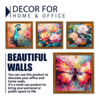 Beautiful Peacock with Colorful Flowers Wall Frame Set of Four