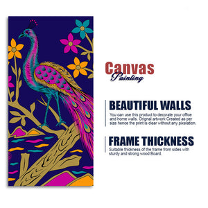 Beautiful Peacock with Flower art Premium Wall Painting