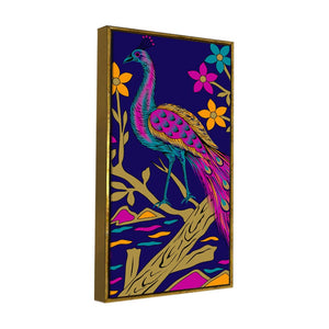 Beautiful Peacock with Flower art Premium Wall Painting