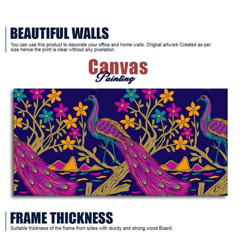 Beautiful Peacock With Flower Art Wall Painting