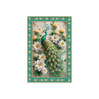 Beautiful Peacock with Flowers Floral Border Vertical Wall Painting