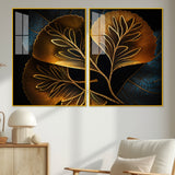 Beautiful Plant Acrylic Floating Wall Painting Set of 2