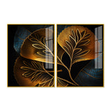 Beautiful Plant Acrylic Floating Wall Painting Set of 2