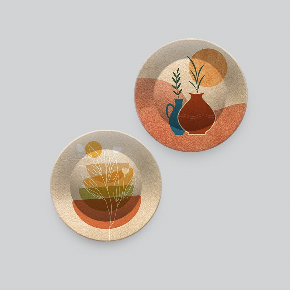 Beautiful Planter Art Wall Hanging Plates of Two Pieces