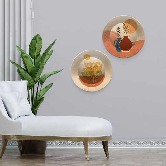 Beautiful Planter Art Wall Hanging Plates of Two Pieces