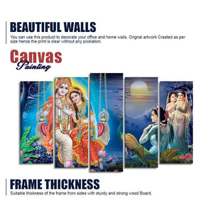 Beautiful Radha Krishna Canvas Wall Painting Set of Five Pieces