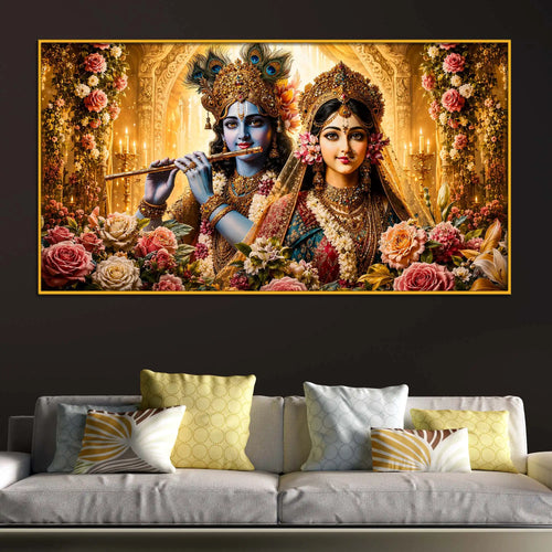Beautiful Radha Krishna Floating Frame Crystal Wall Painting