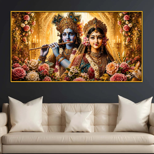 Beautiful Radha Krishna Floating Frame Crystal Wall Painting