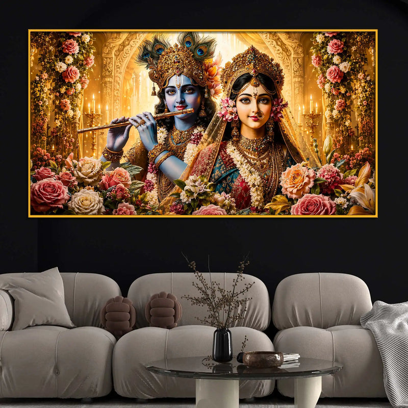 Beautiful Radha Krishna Floating Frame Crystal Wall Painting