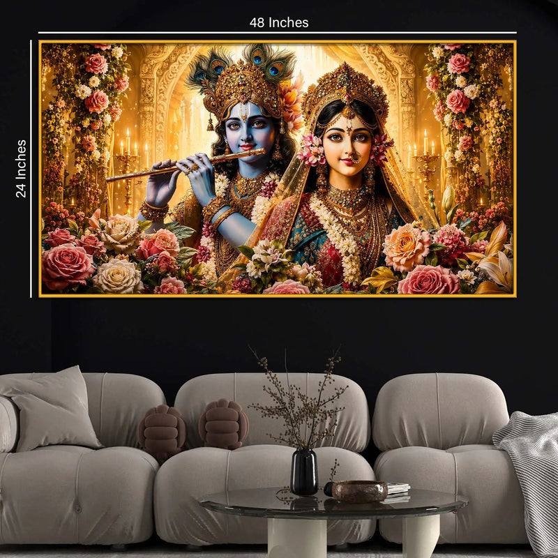 Beautiful Radha Krishna Floating Frame Crystal Wall Painting