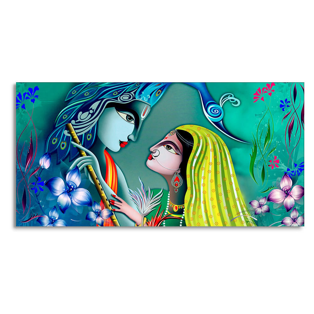 Beautiful Radha Krishna in Garden Canvas Wall Painting