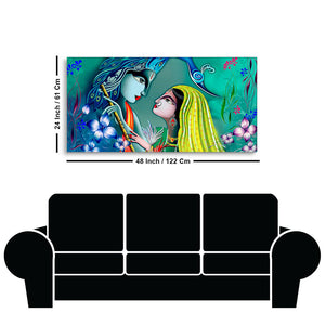 Beautiful Radha Krishna in Garden Canvas Wall Painting