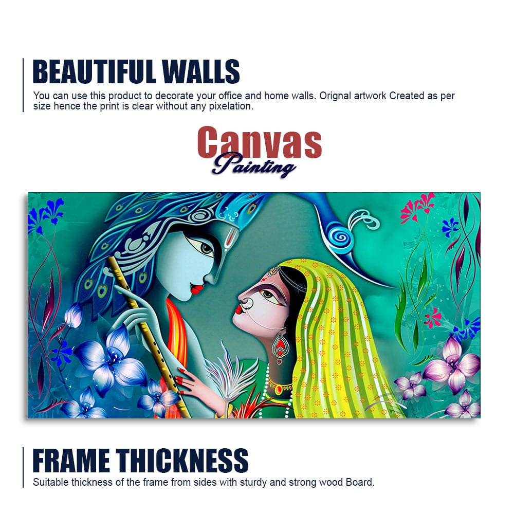 Beautiful Radha Krishna in Garden Canvas Wall Painting