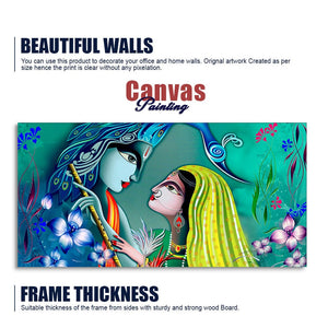 Beautiful Radha Krishna in Garden Canvas Wall Painting