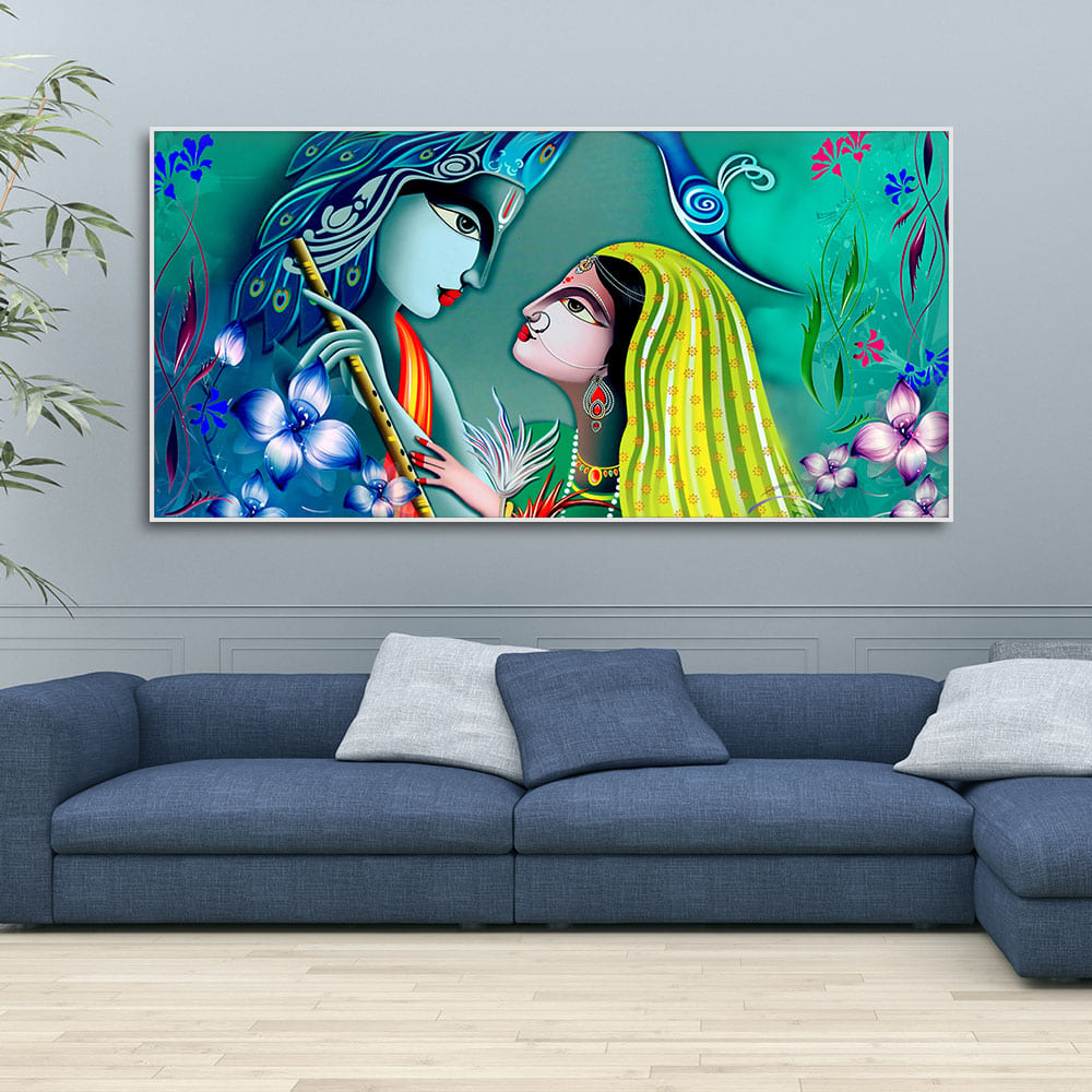 Beautiful Radha Krishna in Garden Canvas Wall Painting