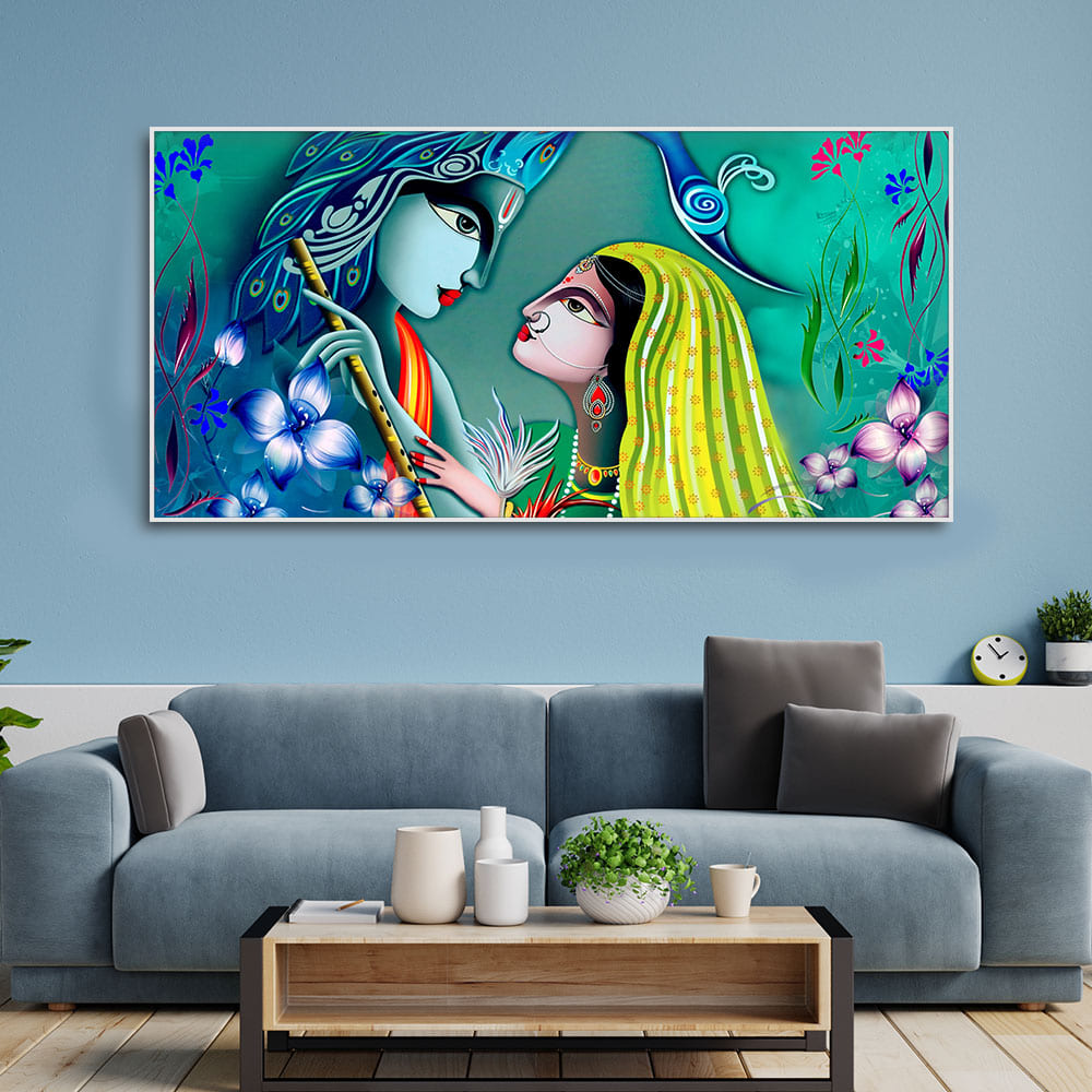 Beautiful Radha Krishna in Garden Canvas Wall Painting