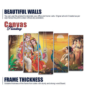 Beautiful Radha Krishna Premium Wall Painting Set of Five Pieces