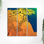 Beautiful Radha Krishna Wall Painting Modern Art 3 Panels