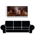 Beautiful Radha Krishna with Playing Flute Canvas Wall Painting
