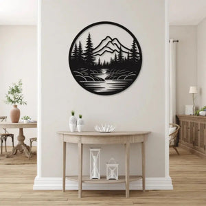 Beautiful River Mountain Scenery Metal Artwork Wall Decor