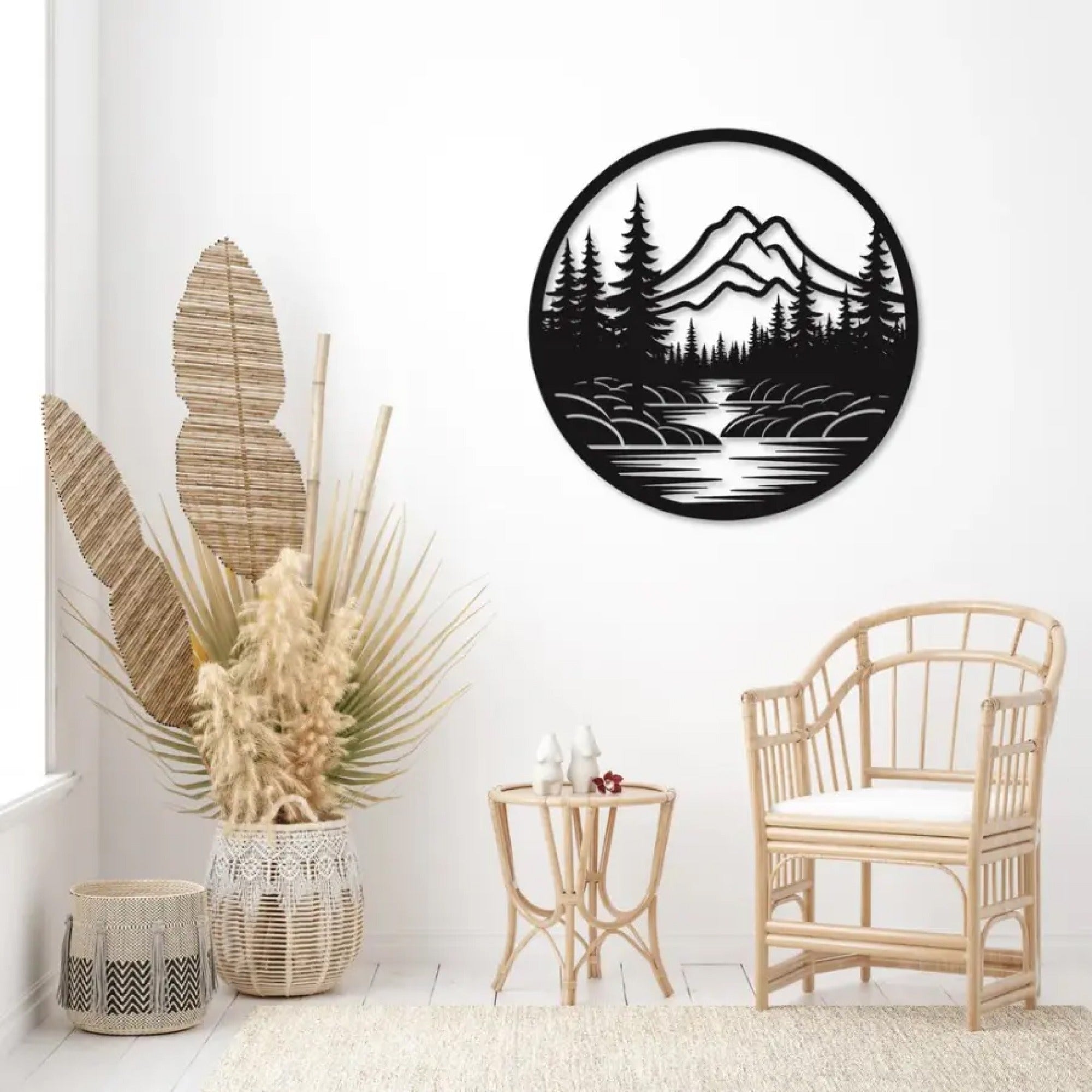 Beautiful River Mountain Scenery Metal Artwork Wall Decor