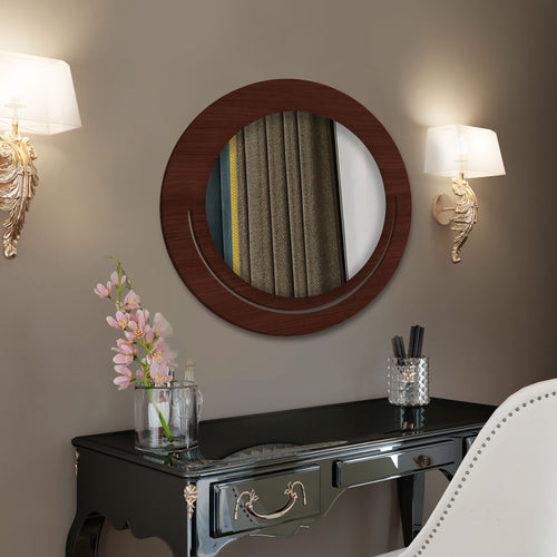 Beautiful Rounded Shape Designer Wooden Wall Mirror