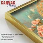 Beautiful Royal Blue Peacock in Pink Blossom Garden Canvas Wall Painting