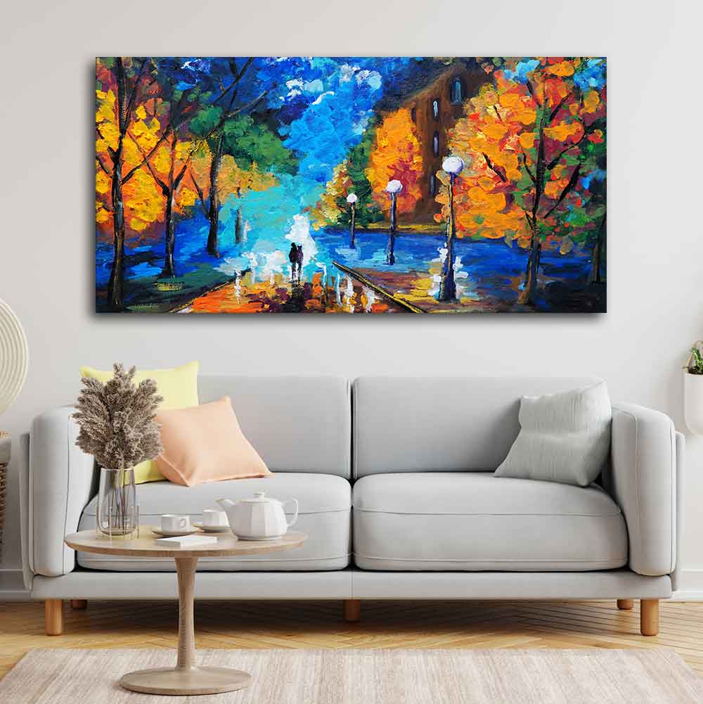 Modern Romantic Couple hotsell City Landscape Oil Painting on Canvas, Large Abstract Original Cityscape Acrylic Painting Wall Art Living Room Decor