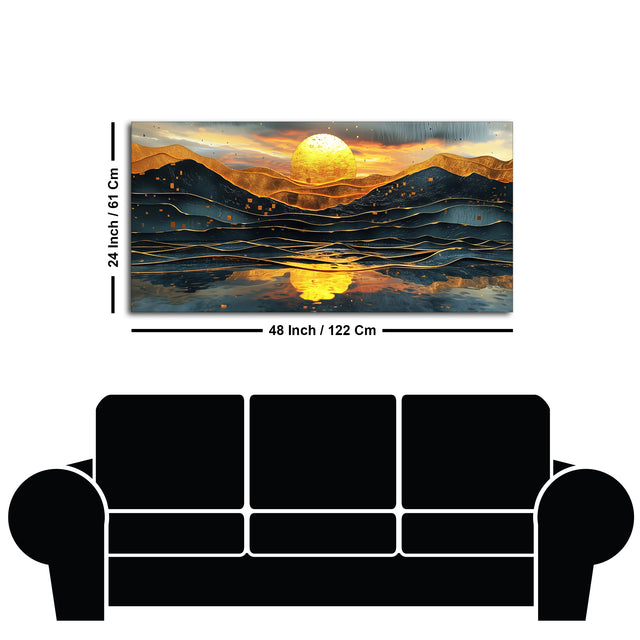Beautiful Scenery of Mountain At Sunset Canvas Wall Painting