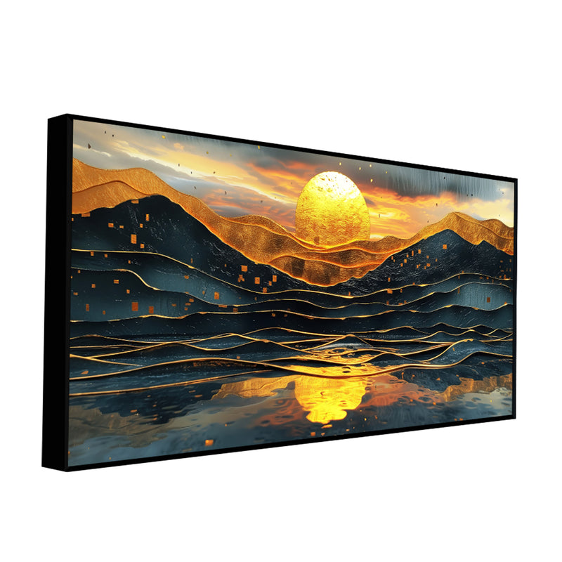 Beautiful Scenery of Mountain At Sunset Canvas Wall Painting