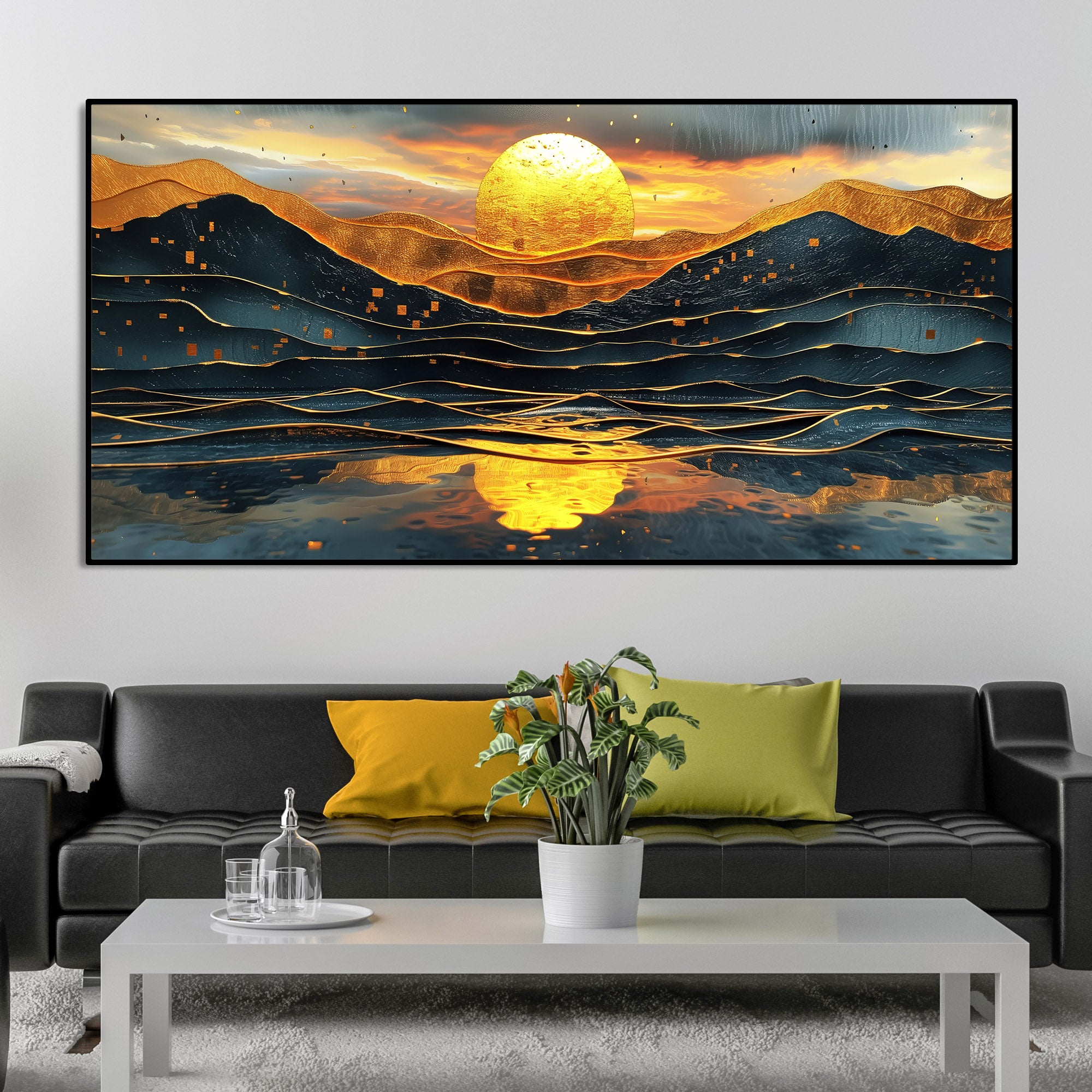 Beautiful Scenery of Mountain At Sunset Canvas Wall Painting