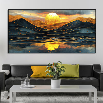 Beautiful Scenery of Mountain At Sunset Canvas Wall Painting