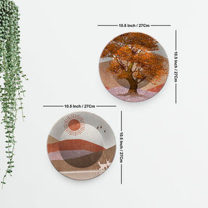 Beautiful Scenery of Mountain Landscape with Tree Hanging Plates of Two Pieces