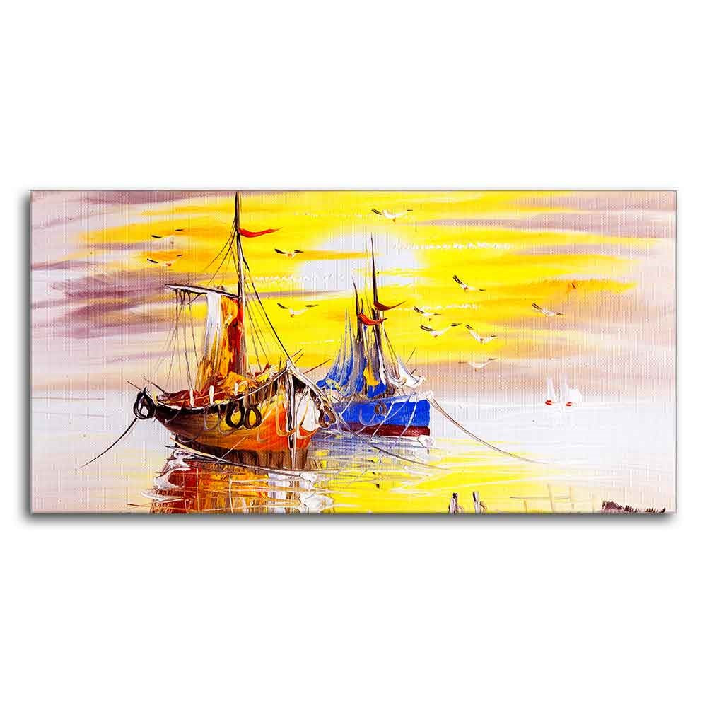 Ship and waves painting