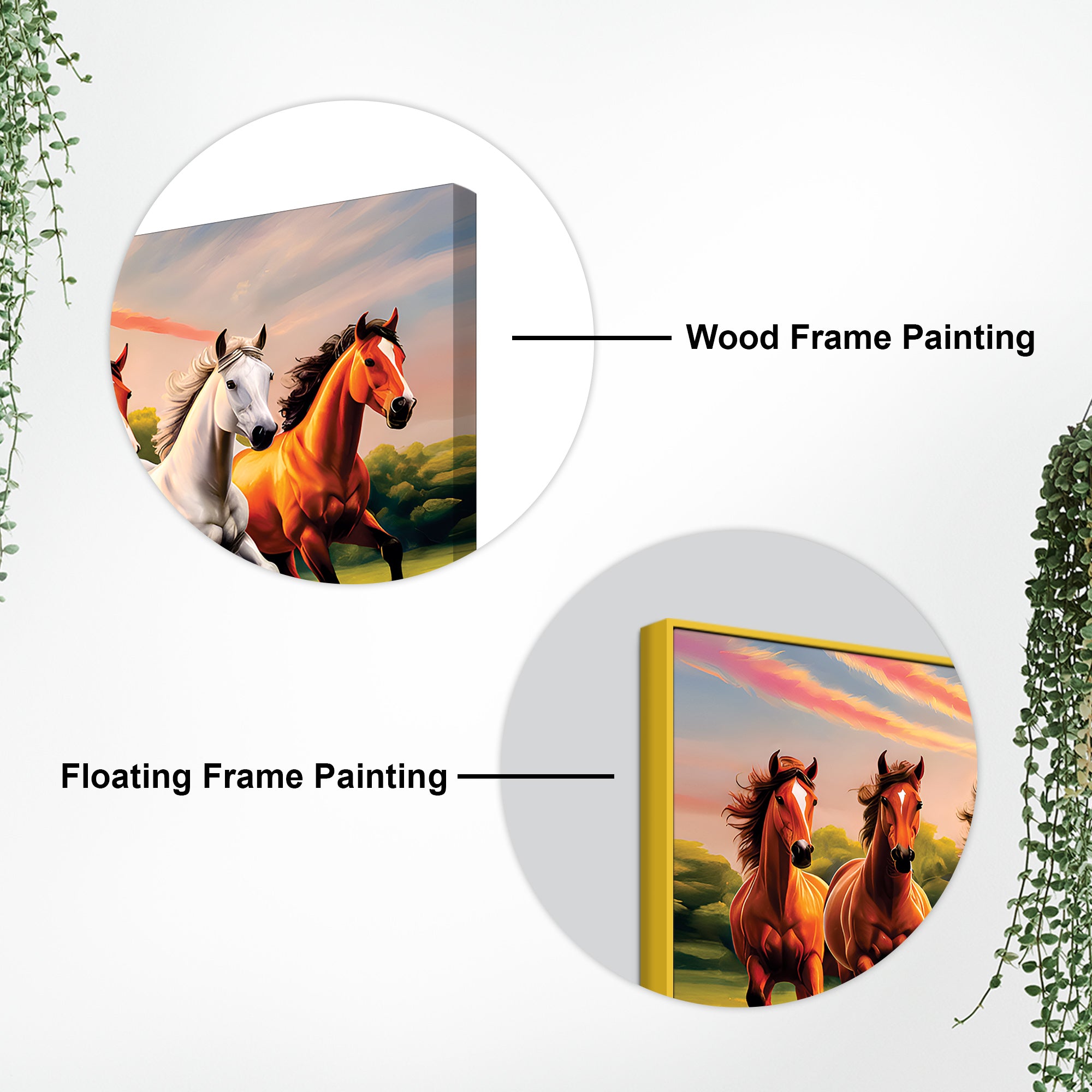 Beautiful Scenery of Seven Horses Canvas Wall Painting