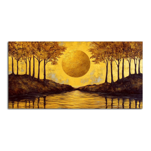 Beautiful Scenery of Sun Shining Premium Canvas Wooden Wall Painting