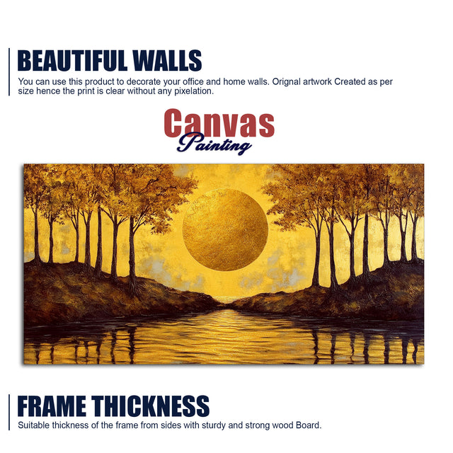 Beautiful Scenery of Sun Shining Premium Canvas Wooden Wall Painting