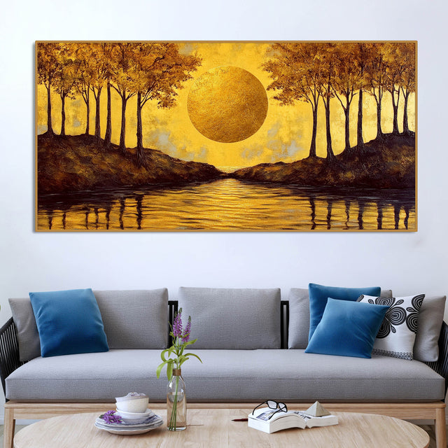 Beautiful Scenery of Sun Shining Premium Canvas Wooden Wall Painting