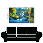 Beautiful Scenery of Waterfall in Forest Canvas Wall Painting Set of Five