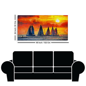 Beautiful Seascape with Sunset Canvas Wall Painting