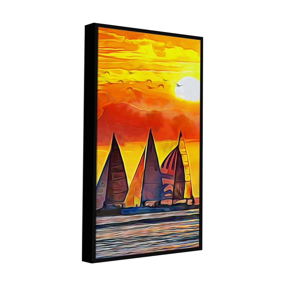 Beautiful Seascape with Sunset Wall Painting