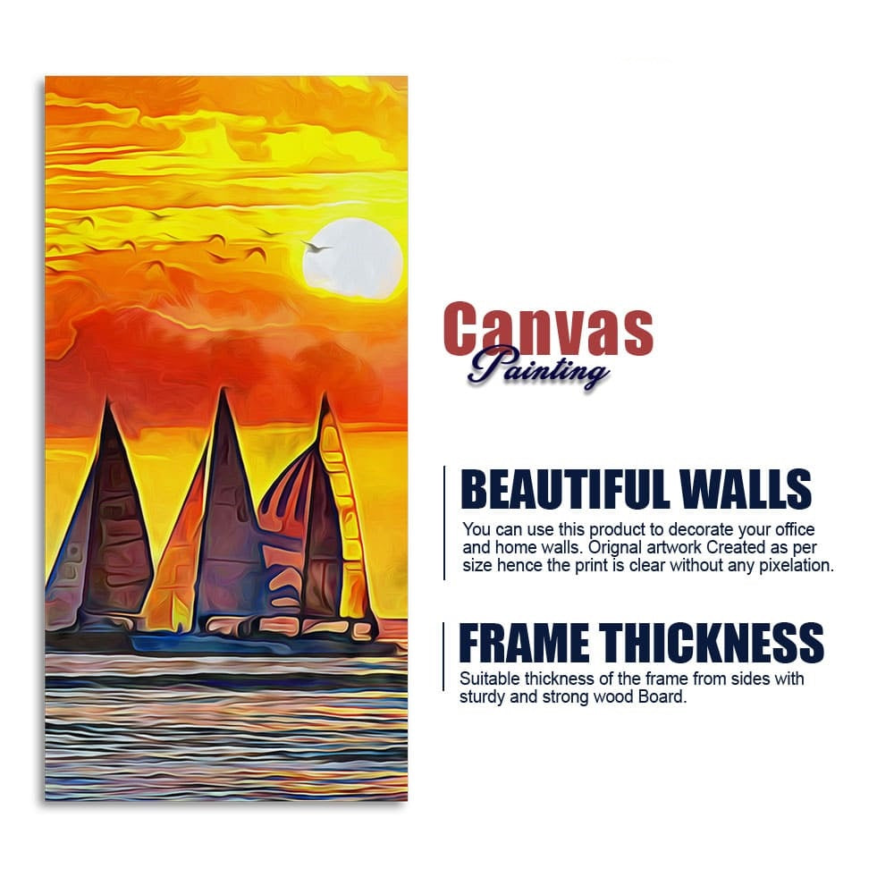 Beautiful Seascape with Sunset Wall Painting