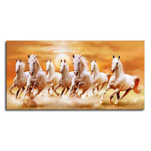 Beautiful Seven Running Horses Canvas Big Wall Painting