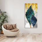 Beautiful Shiny Golden Leaves Premium Canvas Wall Painting