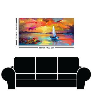 Beautiful Ship in the Ocean Abstract Scenery Canvas Wall Painting