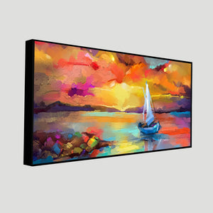 Beautiful Ship in the Ocean Abstract Scenery Canvas Wall Painting