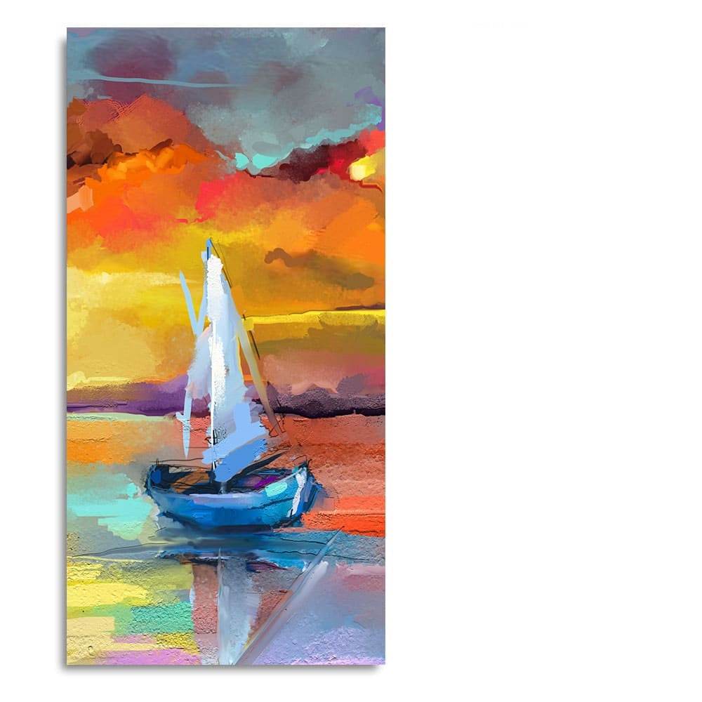 Beautiful Ship in the Ocean Abstract Scenery Premium Canvas Wall Painting