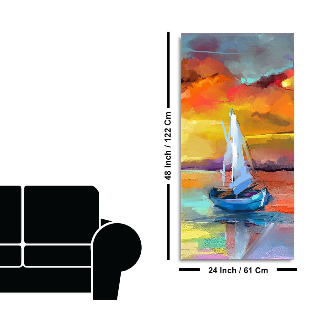 Beautiful Ship in the Ocean Abstract Scenery Premium Canvas Wall Painting